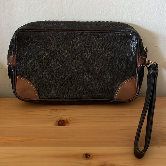 Vintage Louis Vuitton monogram wristlet w/ free LV shopping bag - Picture 1 of 16